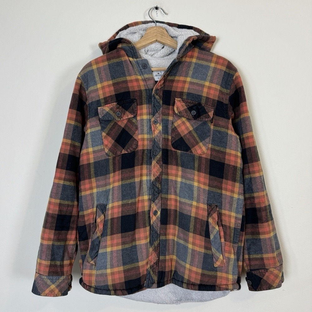 Vintage Rip Curl Plaid Sherpa Lined Campera Insulated Cotton Coat Jacket Medium
